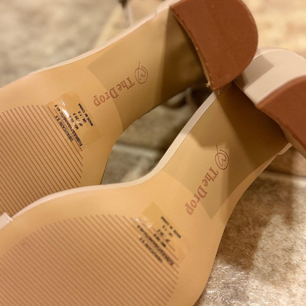 The Drop Avery Women Nude Beige Block Heel Ankle Strap Sandal Size 9.5 High Heel - Picture 4 of 12